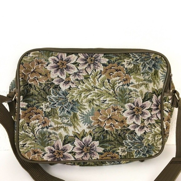 Vintage 80s Jordache floral tapestry carpet bag carry on luggage weekender - Picture 10 of 11